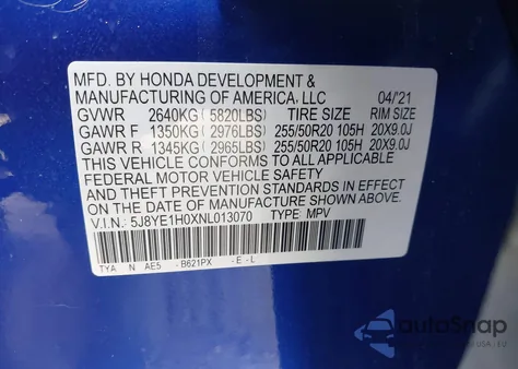 2022 Acura Mdx A-Spec Package from USA, damaged, VIN 5J8YE1H0XNL013070